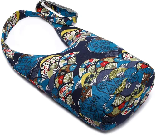 Miniatura 230 de Bolsa de hombro para mujer, de lona en estilo hippie/bohemio para llevar cruzada al hombro, disponible en diferentes colores y estampados
