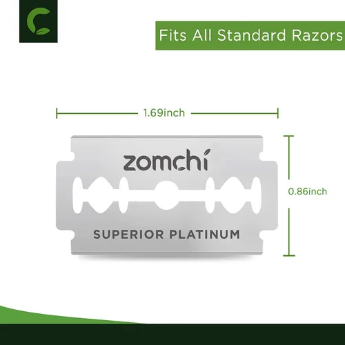 Miniatura 7 de Cuchillas de afeitar de doble filo, 50 cuchillas de afeitar de seguridad para afeitar, cuchillas de afeitar de acero inoxidable platino para hombres