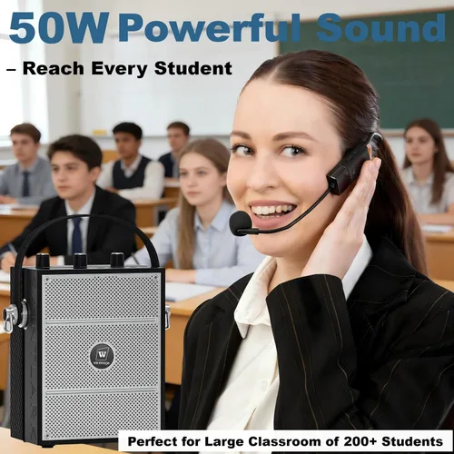 Miniatura 2 de Amplificador de voz, sistema PA portátil con micrófono de diadema inalámbrico y altavoz, micrófono portátil Bluetooth de 40W y altavoz