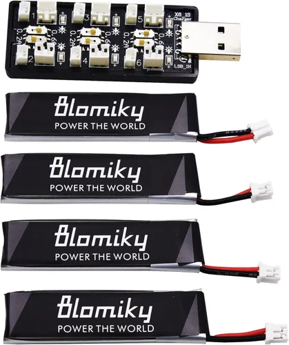 Miniatura 6 de Blomiky Paquete de 4 baterías Lipo 1S 3.8V 450mAh 80C con enchufe PH2.0 compatible con S Free Style RC Quadopter Drone / F4 4