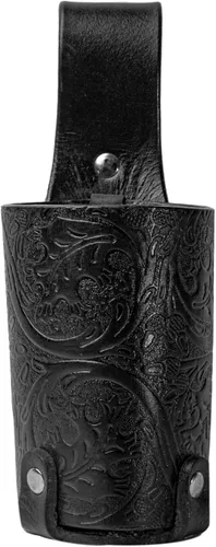 Miniatura 15 de Hulara Funda de cerveza de cuero pulido de grano completo para hombre, hebilla de cinturón de viaje de vaquero/al aire libre Cereza con lazo