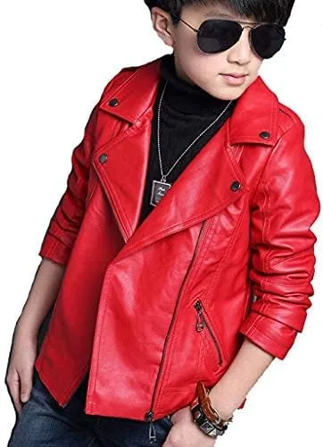 Miniatura 5 de LMYOVE Chaqueta de piel sintética con cuello para niños de piel sintética con cremallera para exteriores para niños y niñas