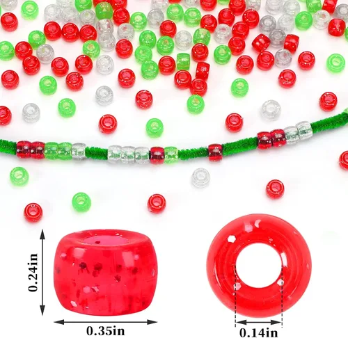 Miniatura 2 de UPINS 1200 cuentas de poni con purpurina de Navidad a granel para collares, pulseras, aretes, joyería, suministros de decoración de fiesta de 3