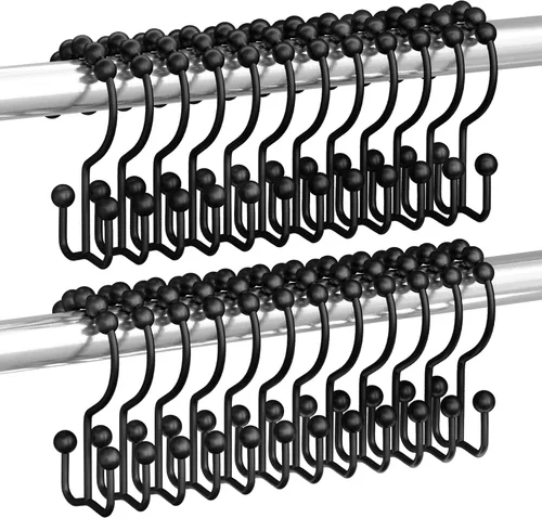 Miniatura 19 de Titanker Ganchos Anillos para Cortina de Ducha, Ganchos de Ducha de Metal de Doble Deslizamiento Resistentes al Óxido para Barras de Cortinas