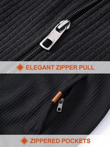 Miniatura 4 de Yundobop Chaqueta ligera con cremallera para hombre, sudadera casual elegante con bolsillo con cremallera