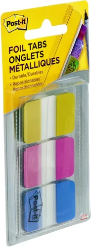 Miniatura 2 de Post-it Pestañas de aluminio, colores iridiscentes, 36 pestañas/paquete, 1 x 1.5 pulgadas (686-FLOPBT)