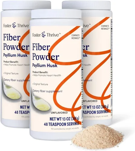 Miniatura 6 de Foster & Thrive Suplemento diario de polvo de cáscara de psyllium, fibra 4 en 1 para laxante de salud digestiva, alivia el estreñimiento ocasional