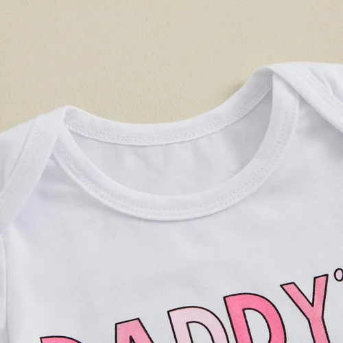Miniatura 103 de Sejardin Ropa de verano para bebé y niña, recién nacida, manga corta, con letras, mameluco elástico con diadema