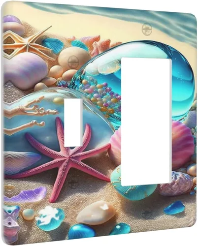 Miniatura 93 de Placa decorativa para interruptor de luz, playa, rosa, escena nocturna, 2 bandas, 1 palanca, 1 placa de pared dúplex, decoración de placa