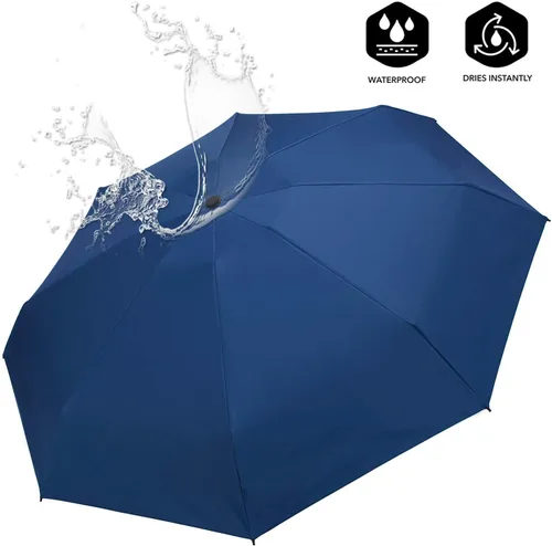 Miniatura 4 de Mini paraguas unisex compacto para viaje, a prueba de viento, plegable, ligero, para sol y lluvia, con protección UV del 95 %