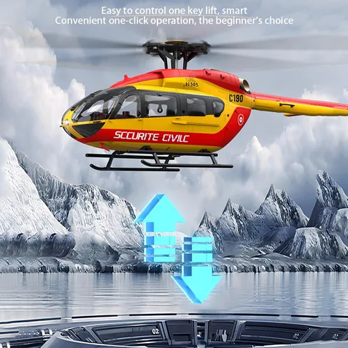 Miniatura 3 de Helicóptero RC C190, helicóptero H145 a escala 1:30 2.4G 6CH RTF sola hélice libre de Aileron, posicionamiento de flujo óptico, giroscopio de seis