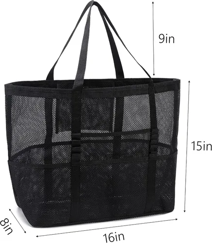 Miniatura 6 de Bolsa de playa de malla para mujer, plegable, para natación, vacaciones y bolsa de juguetes