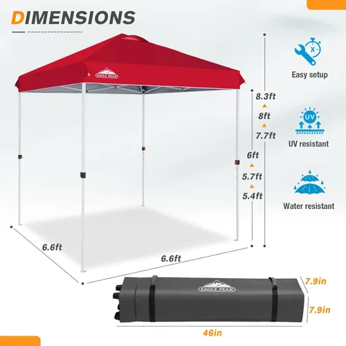 Miniatura 271 de EAGLE PEAK Tienda de campaña desplegable con bolsa de transporte con ruedas, 8 estacas, 4 cuerdas, 4 bolsas de peso, toldo de tienda de campaña