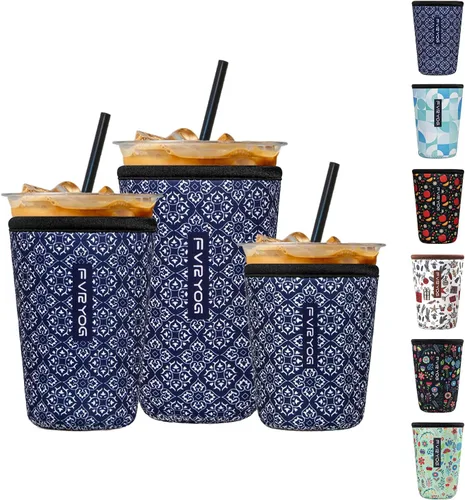 Miniatura 103 de Fundas de neopreno reutilizables aisladas para café helado, fundas para tazas de café helado, fundas para bebidas heladas y calientes
