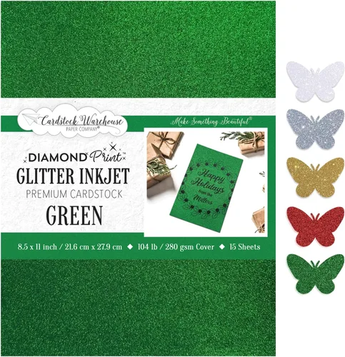 Miniatura 14 de Cardstock Warehouse Diamond Print Inkjet Glitter - Papel de cartulina con purpurina dorada de alta calidad, 15 hojas, 8.5 x 11 pulgadas, 104 Dorado