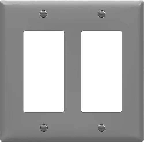 Miniatura 22 de ENERLITES - Cubierta decorativa de interruptor doble, placa de pared de dos salidas, 2 bandas de gran tamaño, 5.50 x 5.50 pulgadas, termoplástico