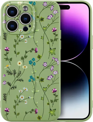 Miniatura 30 de RALEAVO Funda Floral para iPhone 12, Cubierta de Silicona Líquida con Bonito Patrón de Rama de Flores para Niñas y Mujeres, Funda Protectora de Goma