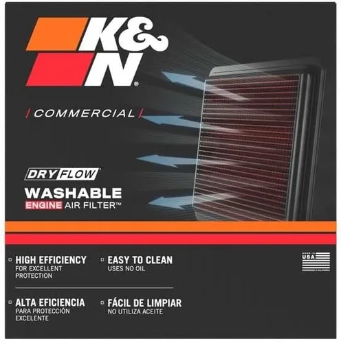 Miniatura 3 de K&N Filtro de aire del motor: Alto rendimiento, Premium, lavable, Filtro de repuesto: Compatible con motores seleccionados JOHN