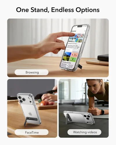 Miniatura 9 de ESR Boost Soporte para Teléfono con Pie de Apoyo, Soporte Vertical y Horizontal, Ángulo Ajustable, Compatible con iPhone Air 17 Pro Max, iPhone