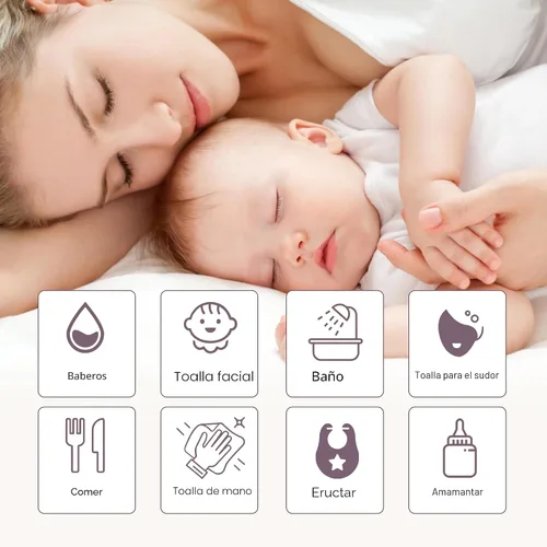 Miniatura 3 de Ease Cubs Paños de Eructar de Muselina Grandes 100% Algodón Toallitas de Mano para Niños y Niñas, Artículos Esenciales para Bebés Extra Absorbentes