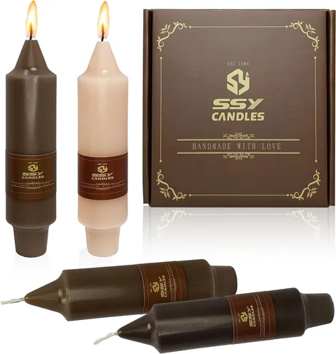 Miniatura 13 de Velas cónicas cortas de 5 pulgadas, velas sin aroma hechas a mano, juego de 4 con tiempo de combustión largo, velas retorcidas para boda, hogar