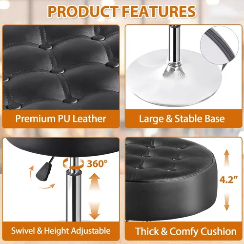 Miniatura 4 de SUPER DEAL Taburetes de tocador para maquillaje, silla otomana de tocador con altura ajustable y giro de 360° para sala de maquillaje, dormitorio