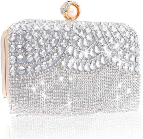 Yokawe Bolso de noche con cristales para mujer, con diamantes de imitación, con borlas, bolsos cruzados para novia, boda, fiesta, baile de graduación