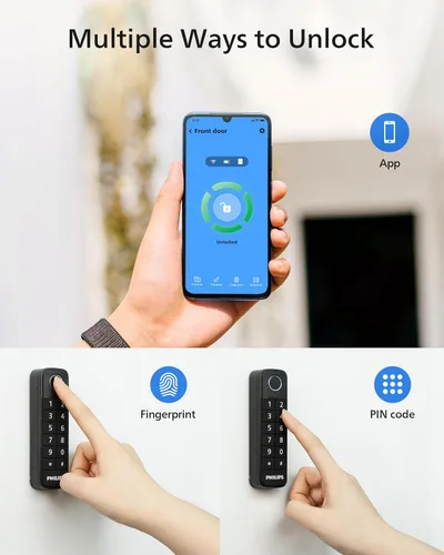 Miniatura 6 de Philips Teclado inalámbrico de huellas dactilares, solo funciona con Philips WiFi Retrofit Lock DDL230X-10HW y DDL230X-1HWP, código PIN