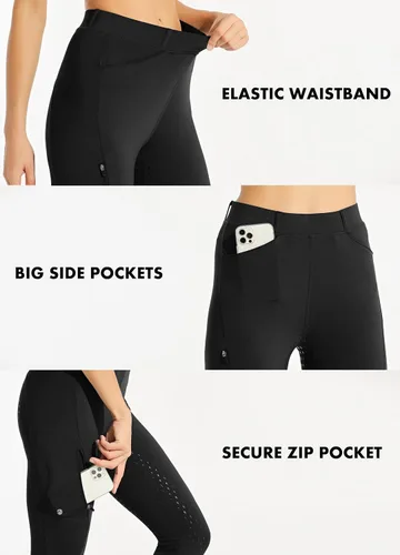 Miniatura 4 de Willit Pantalones de equitación para mujer con asiento completo, pantalones de silicona con bolsillo con cremallera