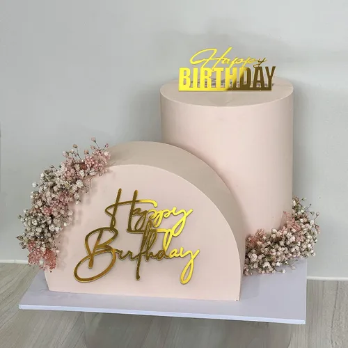 Miniatura 6 de 15 piezas de decoración dorada de acrílico para tartas, cupcakes, postres, 15 estilos (15 piezas doradas)
