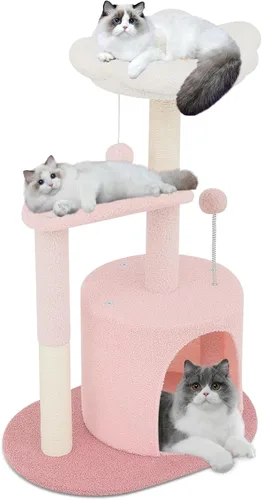 Miniatura 11 de Colección Athena - Pequeño Árbol para Gatos con Torre y Rascador, Árbol para Gatos Moderno y Bonito de 32 Pulgadas con Confortable Nido, Bola