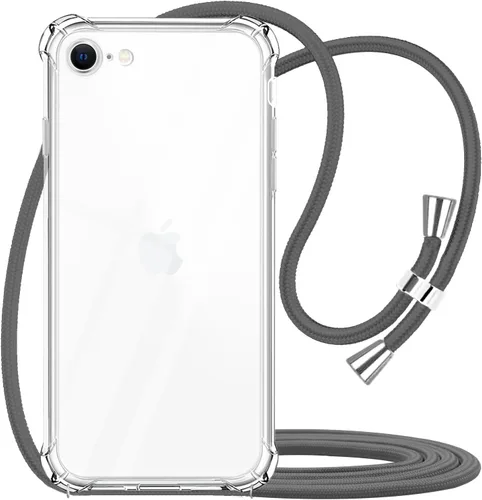 Funda cruzada para iPhone SE 2/3, correa de cordón ajustable transparente para el cuello para mujer para iPhone 7/8, funda de teléfono TPU suave a