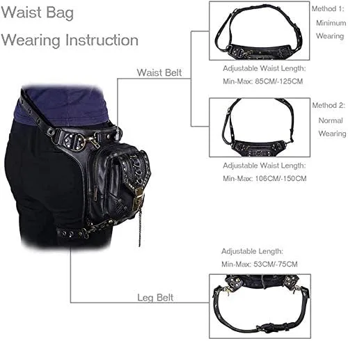 Miniatura 5 de Rebajas Cyber Monday Ofertas Venta Steampunk Riñonera Bolso para cintura Moda Gótico Hombro Bandolera Bandolera Muslo Pierna Capucha Bolsa de Viaje