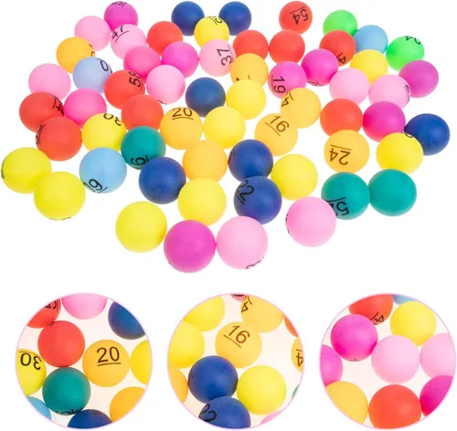 Miniatura 6 de Juego de bingo, bolas de juego de bingo, 60 unidades, bolas de rifa de 1 a 60 numeradas, multicolor, repuesto de plástico para accesorios de juego
