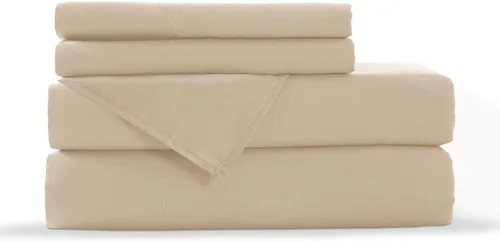 Miniatura 2 de 100% Egyptian Cotton Sheets 1000 Thread Count Twin Size Sheet Sets 4 PC Solid Bed Sheet Set True Luxury Hotel Quality Fits Up to 18 Inches Deep Beige
