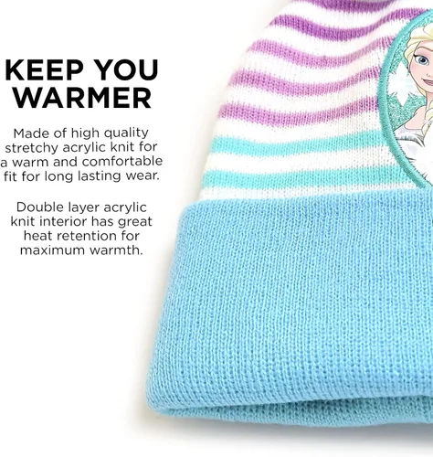 Miniatura 4 de Disney Conjunto de sombrero de invierno Frozen para niñas y guantes para niños gorro Elsa y Anna para edades de 4 a 7 años