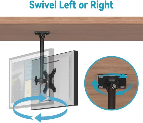 Miniatura 5 de Soporte para debajo del gabinete de cocina compatible con Echo Show 15, altura ajustable, soporte giratorio de inclinación giratoria, hacia adelante