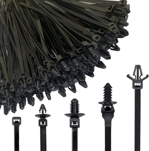 Miniatura 8 de Paquete de 80 bridas de nailon para montaje a presión, 8.3 x 0.18 pulgadas, nailon resistente, autobloqueo, resistente a los rayos UV, surtido