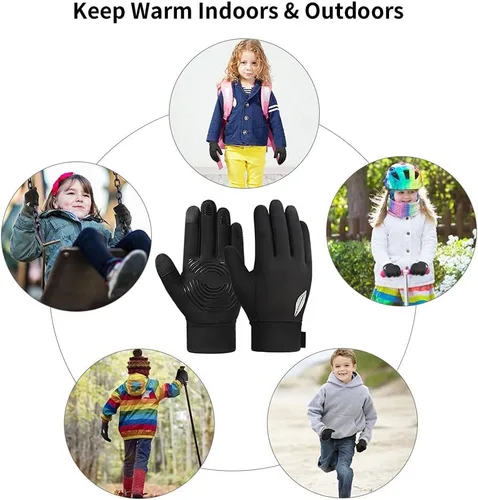 Miniatura 3 de Guantes de invierno para pantalla táctil para niños guantes deportivos impermeables para clima frío cálido para niños y niñas de 4 a 12 años