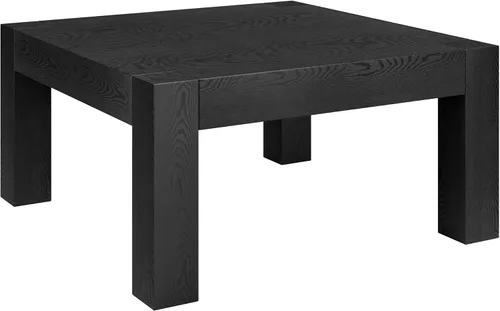 Henn&Hart Mesa de centro cuadrada de 34 pulgadas con parte superior de madera para sala de estar, sala familiar, oficina o apartamento, color negro
