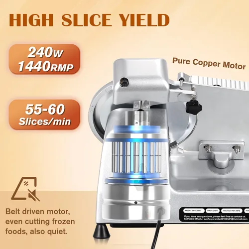 Miniatura 2 de CGOLDENWALL Máquina cortadora de carne comercial, 240W, 0-0.7" grosor ajustable, cortadora eléctrica de carne de delicatessen, queso y alimentos