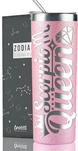 Miniatura 15 de Regalos del zodiaco Onebttl para mujeres, mejores regalos de cumpleaños para amigas, vaso de 20 oz de acero inoxidable, logotipo grabado en negro
