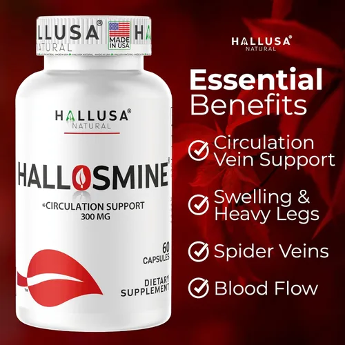 Miniatura 7 de Hallosmine Diosmin 300mg + crema gratis para venas, circulación de piernas, piernas pesadas, venas varicosas, suplemento circulatorio – Diosmina