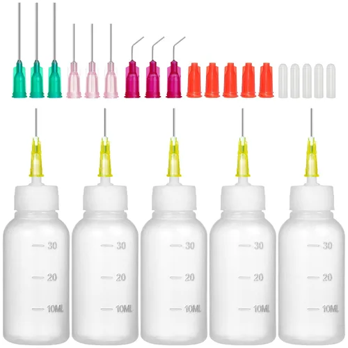 Botellas de pegamento de 1.0 fl oz con aguja roma, dispensador aplicador de punta de precisión para dispensar o rellenar aceite, líquidos, pintura,