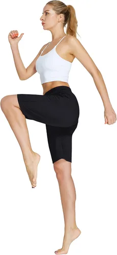 Miniatura 5 de EZRUN - Bermudas para mujer, para entrenar en el gimnasio, pantalones cortos veraniegos de algodón con bolsillos profundos para mujer