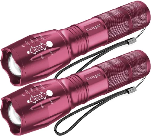 Miniatura 10 de Victoper Linterna LED Paquete de 6, Linternas Tácticas Brillantes de 2000 Lúmenes de Alto Lumen con 5 Modos, Linterna con Zoom de Enfoque Negro