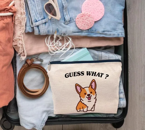 Miniatura 4 de IWXYI Bolsa de maquillaje para perros Corgi,Regalos de Corgi para amantes de Corgi,Bolsa de maquillaje de Corgi,Regalos de Corgi adivina lo que