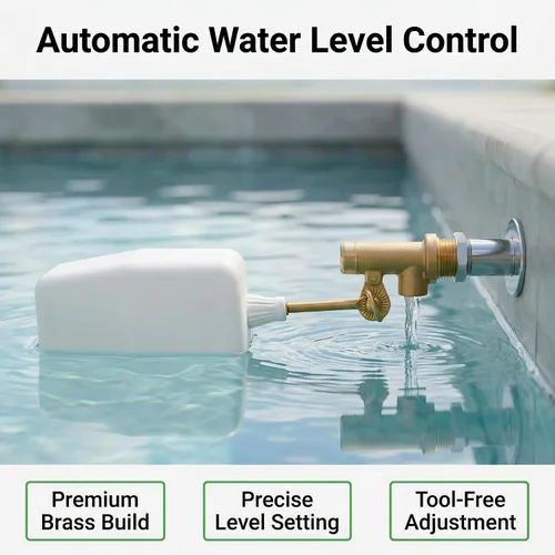 Miniatura 5 de Válvula de flotador de agua de 3/8 pulgadas, con brazo ajustable de latón, llenado automático y válvula de control de nivel de agua, para onds