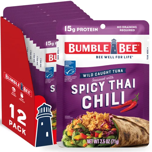 Miniatura 20 de Bumble Bee - Atún sazonado con hierbas y especias mediterráneas, sobre de 71 g - Listo para comer - Paquete de atún capturado de forma salvaje - 14