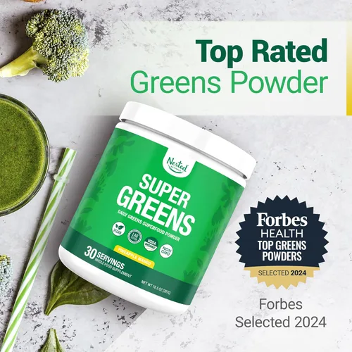 Miniatura 2 de Nested Naturals Super Greens Polvo de Superalimento Diario - Polvo Verde Certificado USDA Orgánico con Alimentos Integrales, Espirulina, Hierba